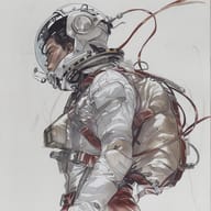 an example of an Line art style image generated in MidJourney using the prompt with the --sref 1782909097, ranked 20th among the user favorites on this website.